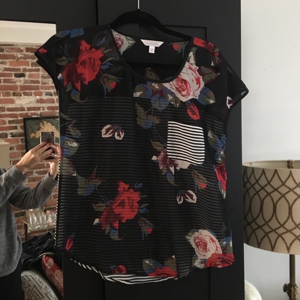 Floral and stripe top
